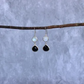 Hybrid - Moonstone & Onyx Earrings