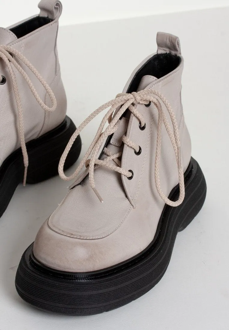 Ines Off White Ankle Boots