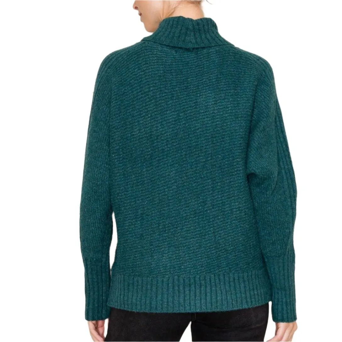 Jade Ribbed Turtleneck Sweater