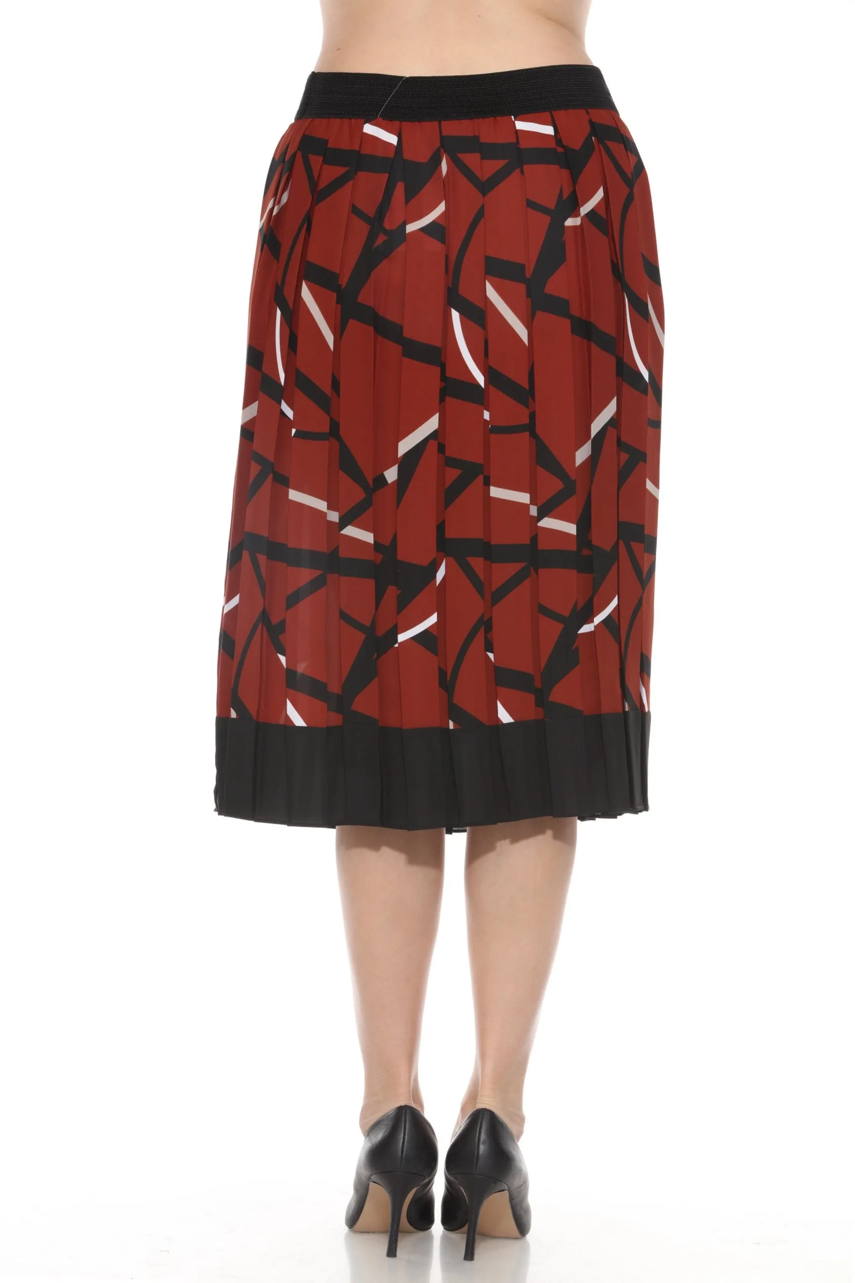 Joseph Ribkoff Cinnamon/Multi Abstract Pleated Midi Skirt 243201