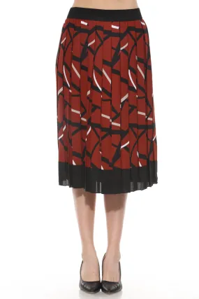 Joseph Ribkoff Cinnamon/Multi Abstract Pleated Midi Skirt 243201