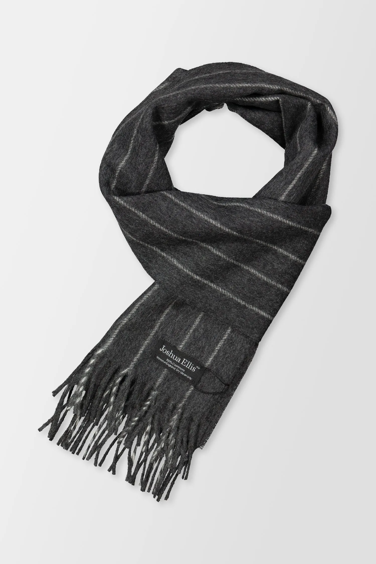 Joshua Ellis Mid Steel/White Grey Chalkstripe Scarf