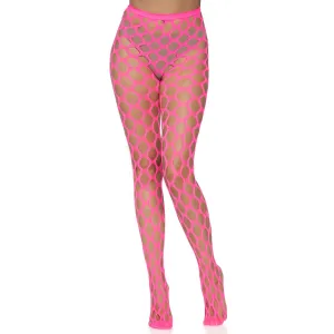 Jumbo Pothole Net Tights - Neon Pink- One Size