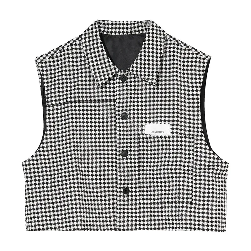 Korean Autumn Loose Plaid Vests