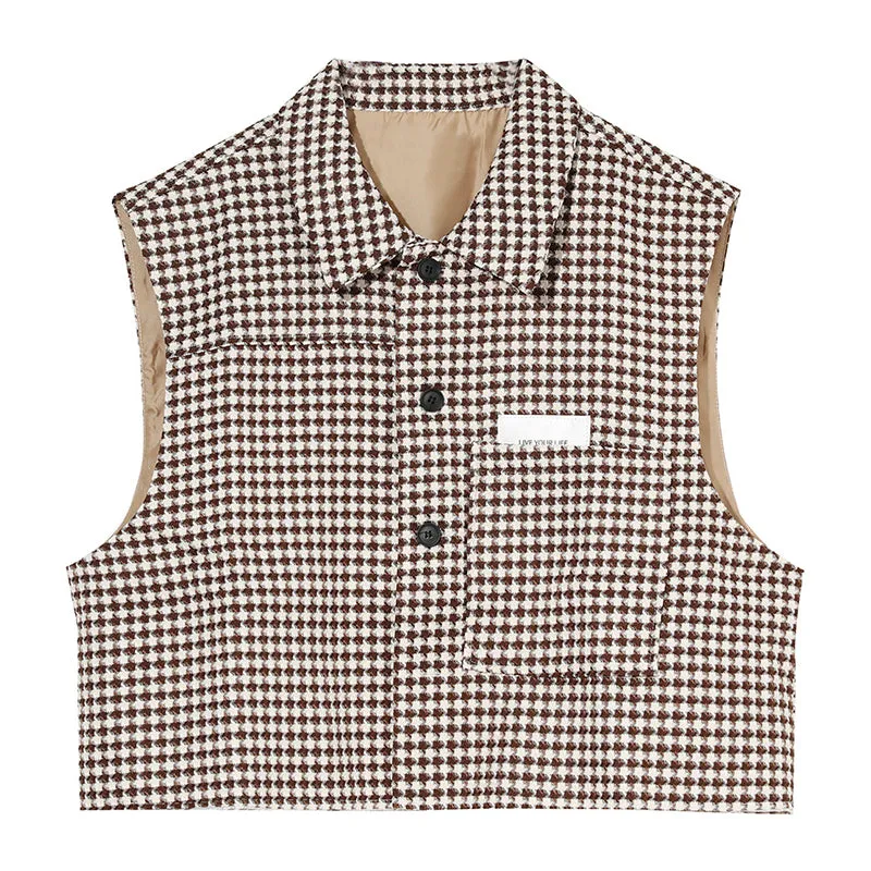 Korean Autumn Loose Plaid Vests