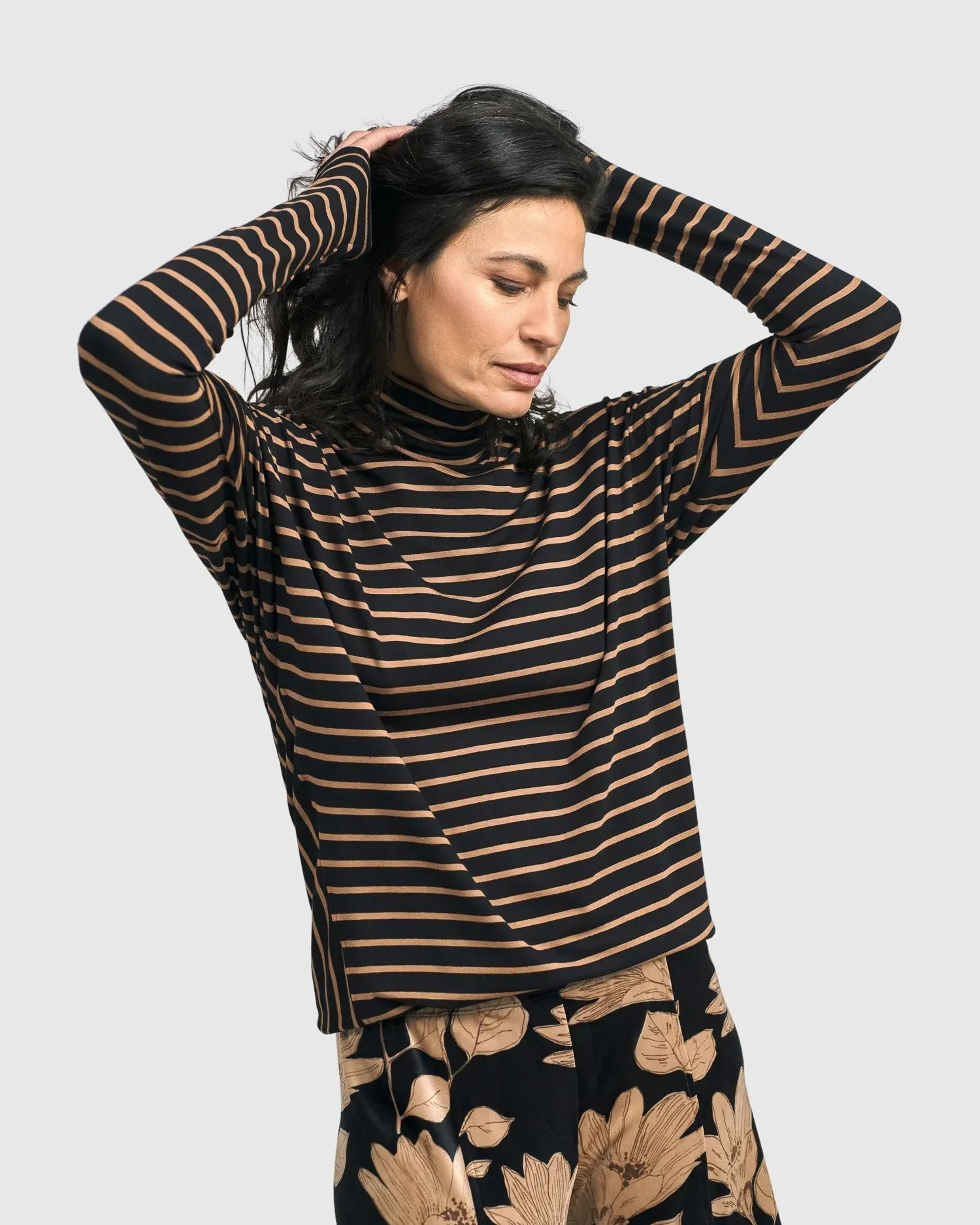 Lenore Turtleneck Top, Stripes