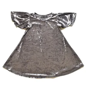 Little Lords Silver Velvet Party Dress