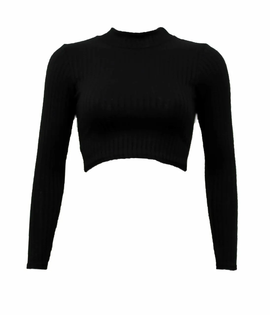 Long Sleeved Turtle Neck Knitted Cropped Top