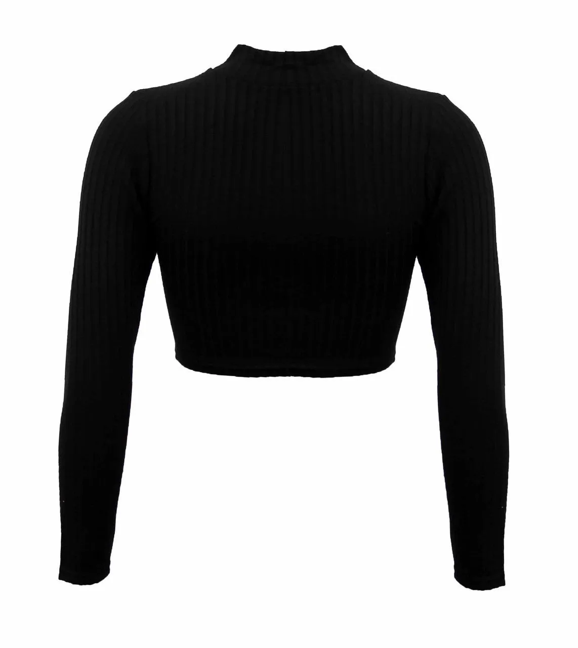 Long Sleeved Turtle Neck Knitted Cropped Top