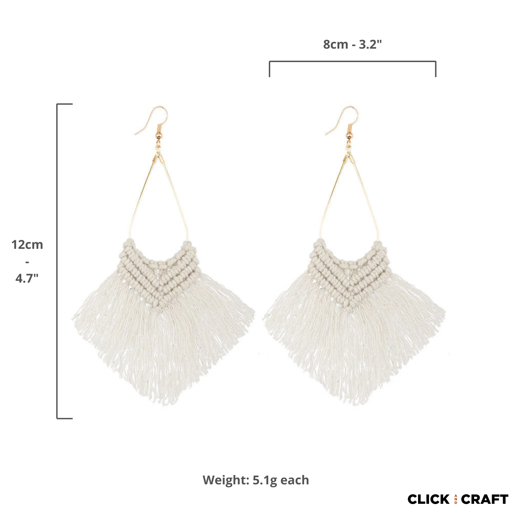 Macrame Hoop Earrings - Drop Style