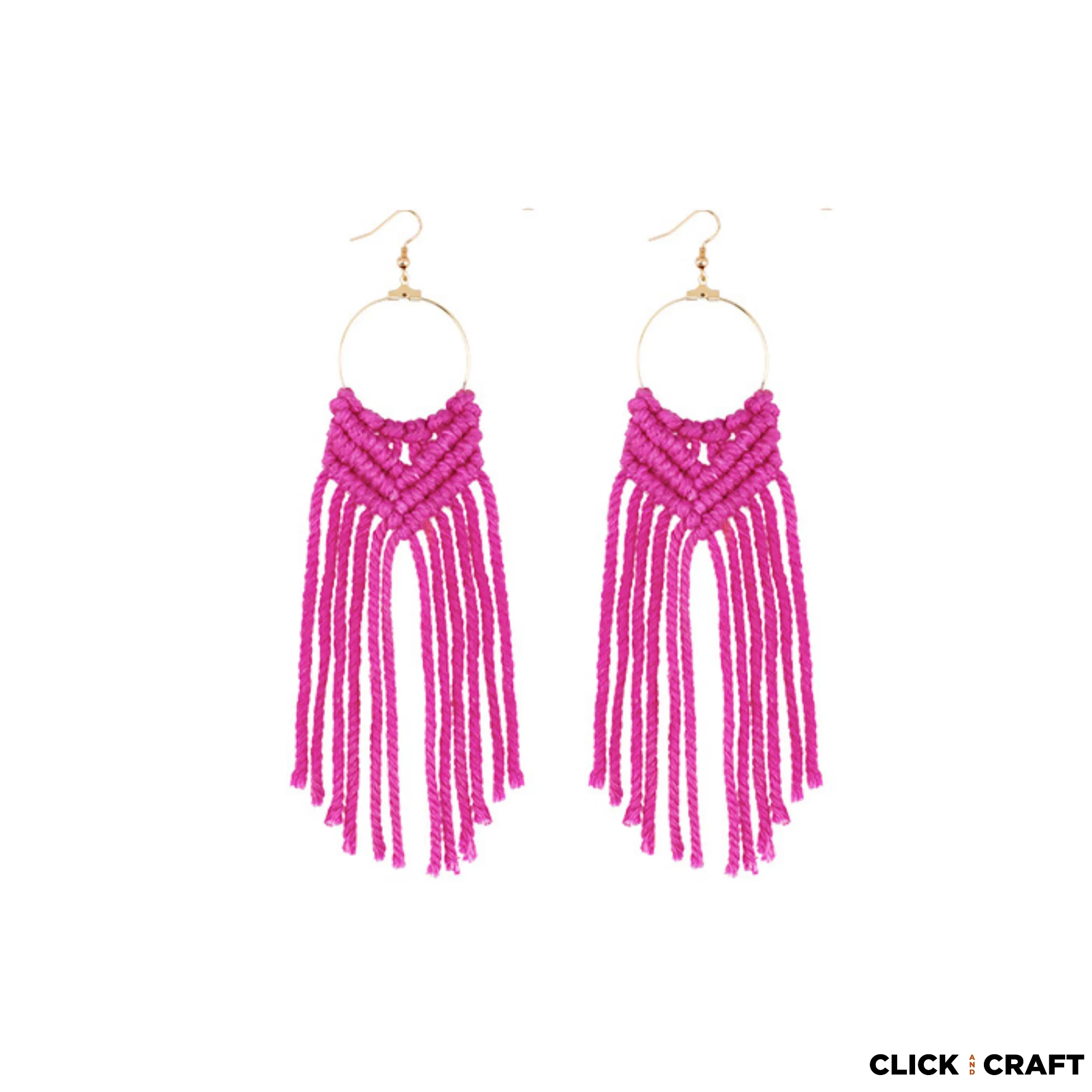 Macrame Hoop Earrings - Round Style