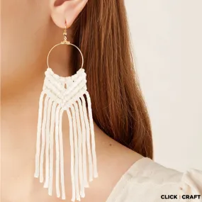 Macrame Hoop Earrings - Round Style