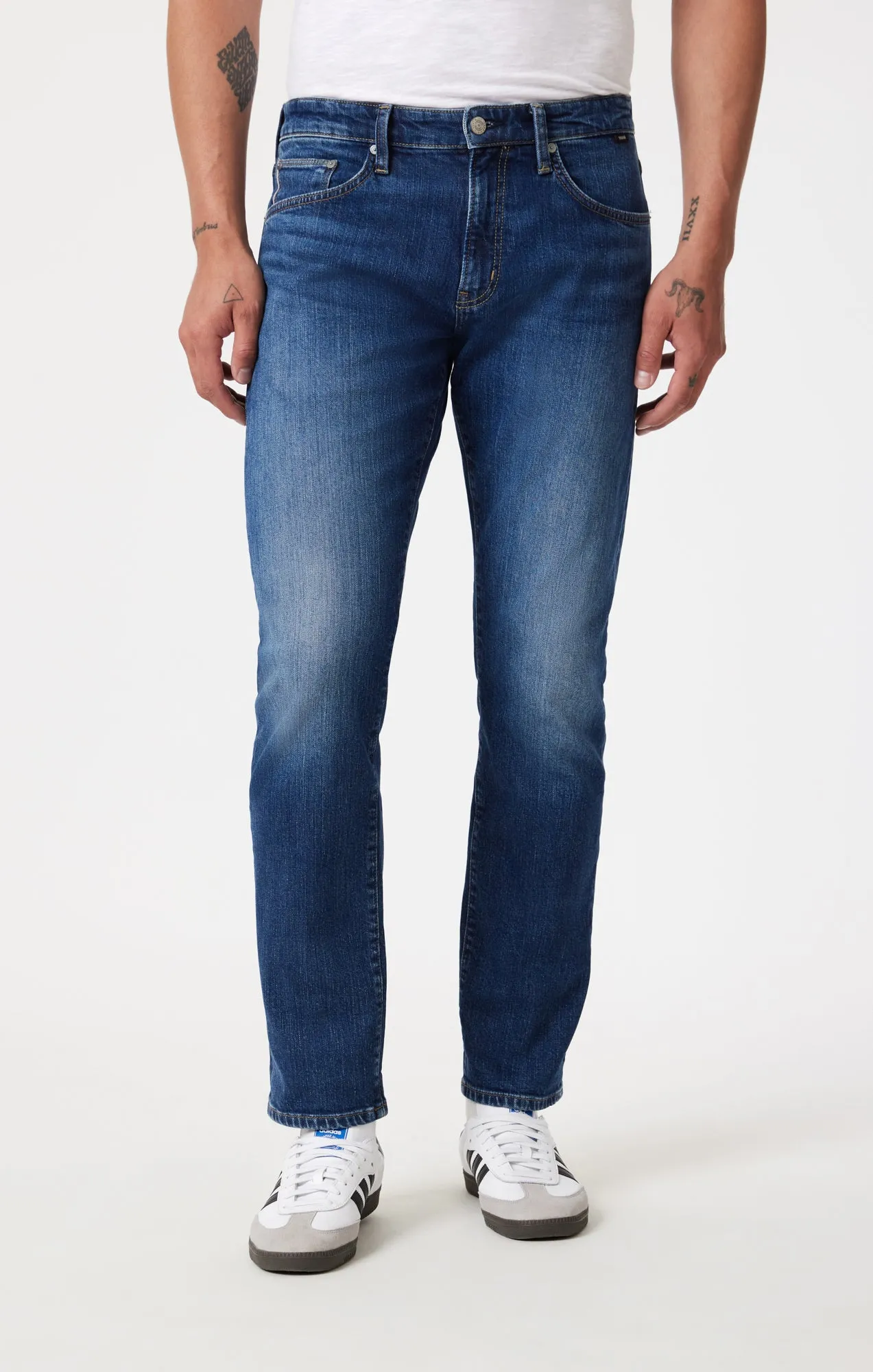 MARCUS SLIM STRAIGHT LEG IN MID BRUSHED SELVEDGE