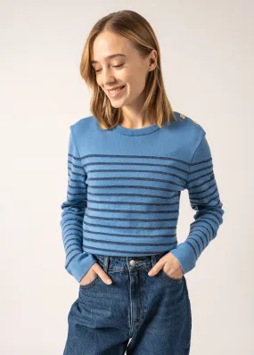 Marée II Lurex sailor jumper - with lurex striped, in soft wool (OXYGENE/BLEU)