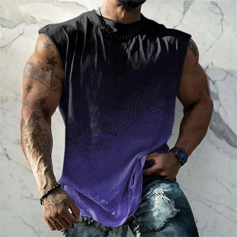 Men's 3D Printed Crew Neck Tank Top 97250086YY