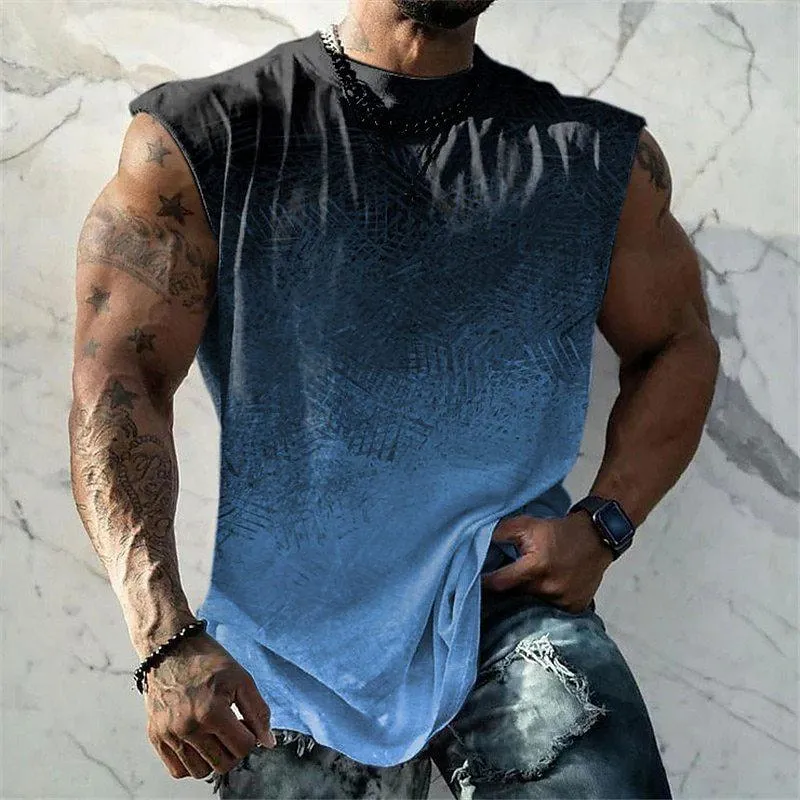 Men's 3D Printed Crew Neck Tank Top 97250086YY