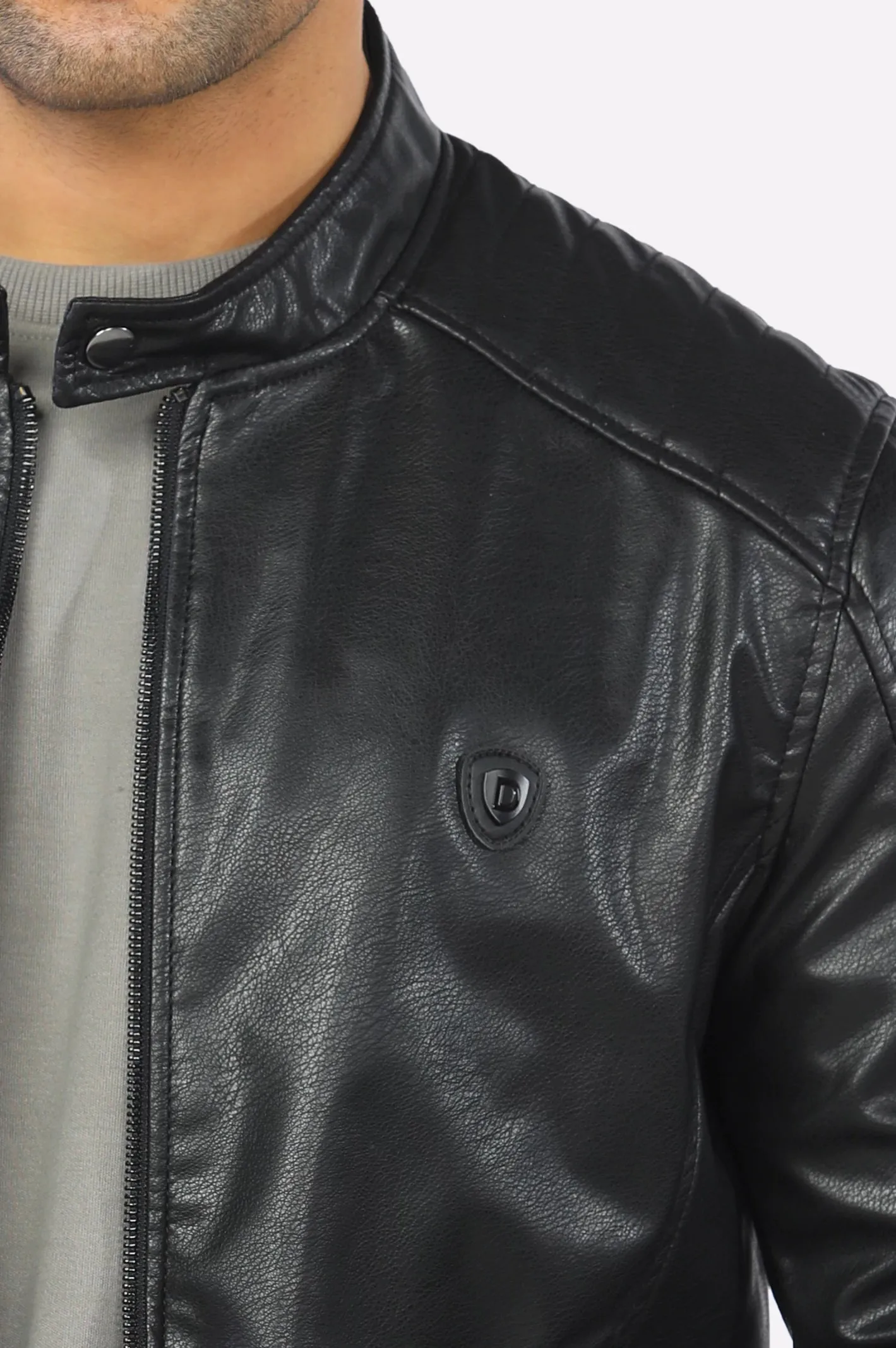 Mens Black Biker Leather Jacket