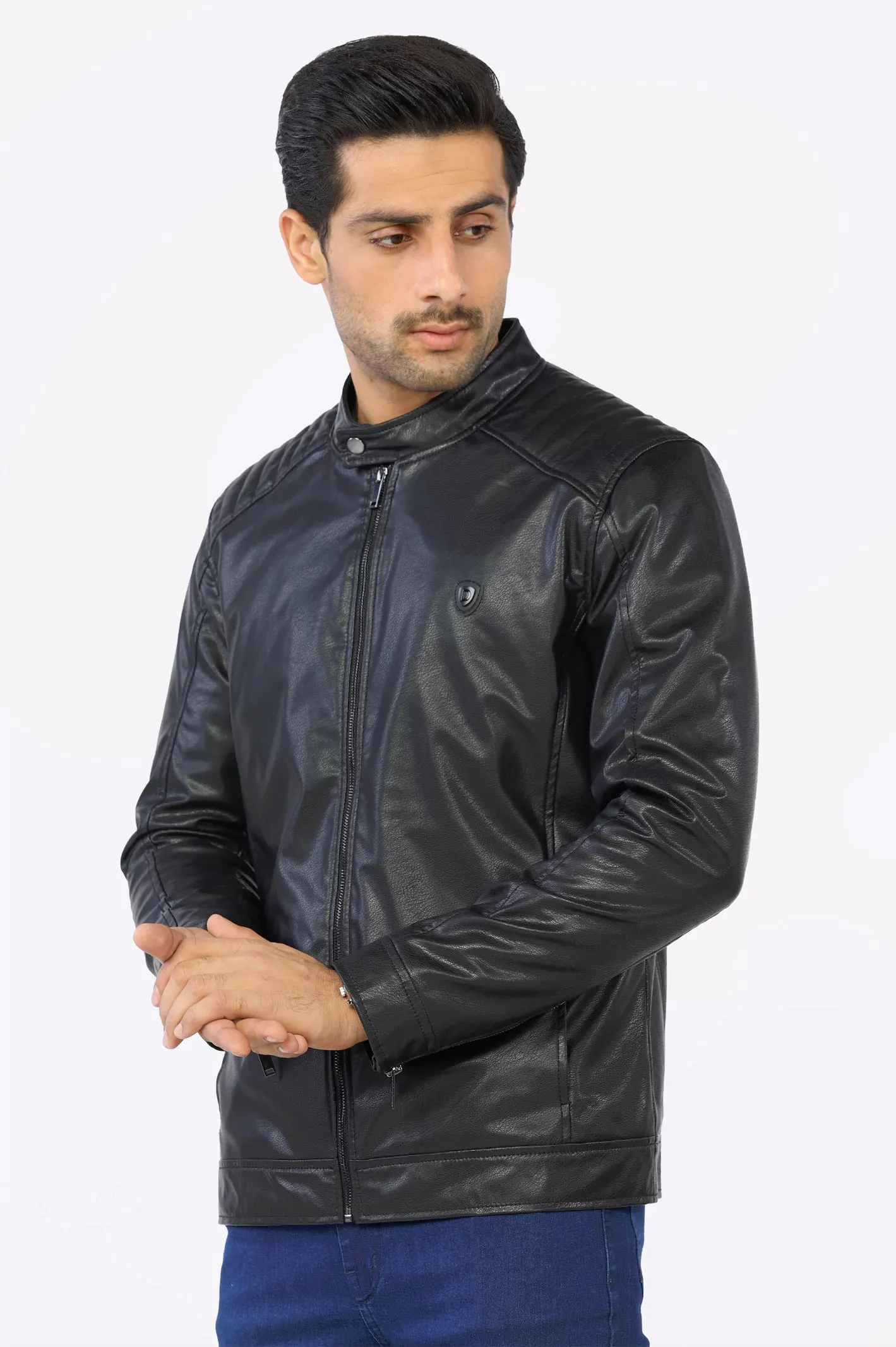 Mens Black Biker Leather Jacket