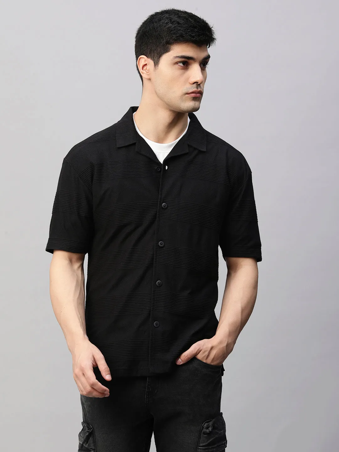 Mens Half Sleeve Resort Shirt - Black