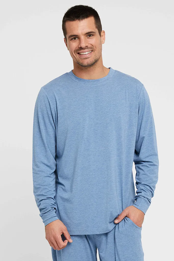 Men's Long Sleeve Crew Neck - Lake Blue