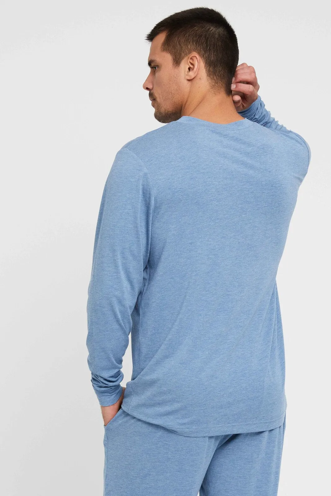 Men's Long Sleeve Crew Neck - Lake Blue