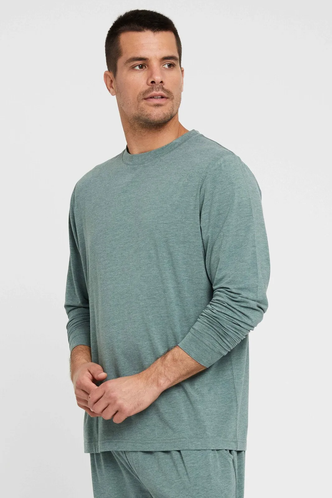 Men's Long Sleeve Crew Neck - Moss Green