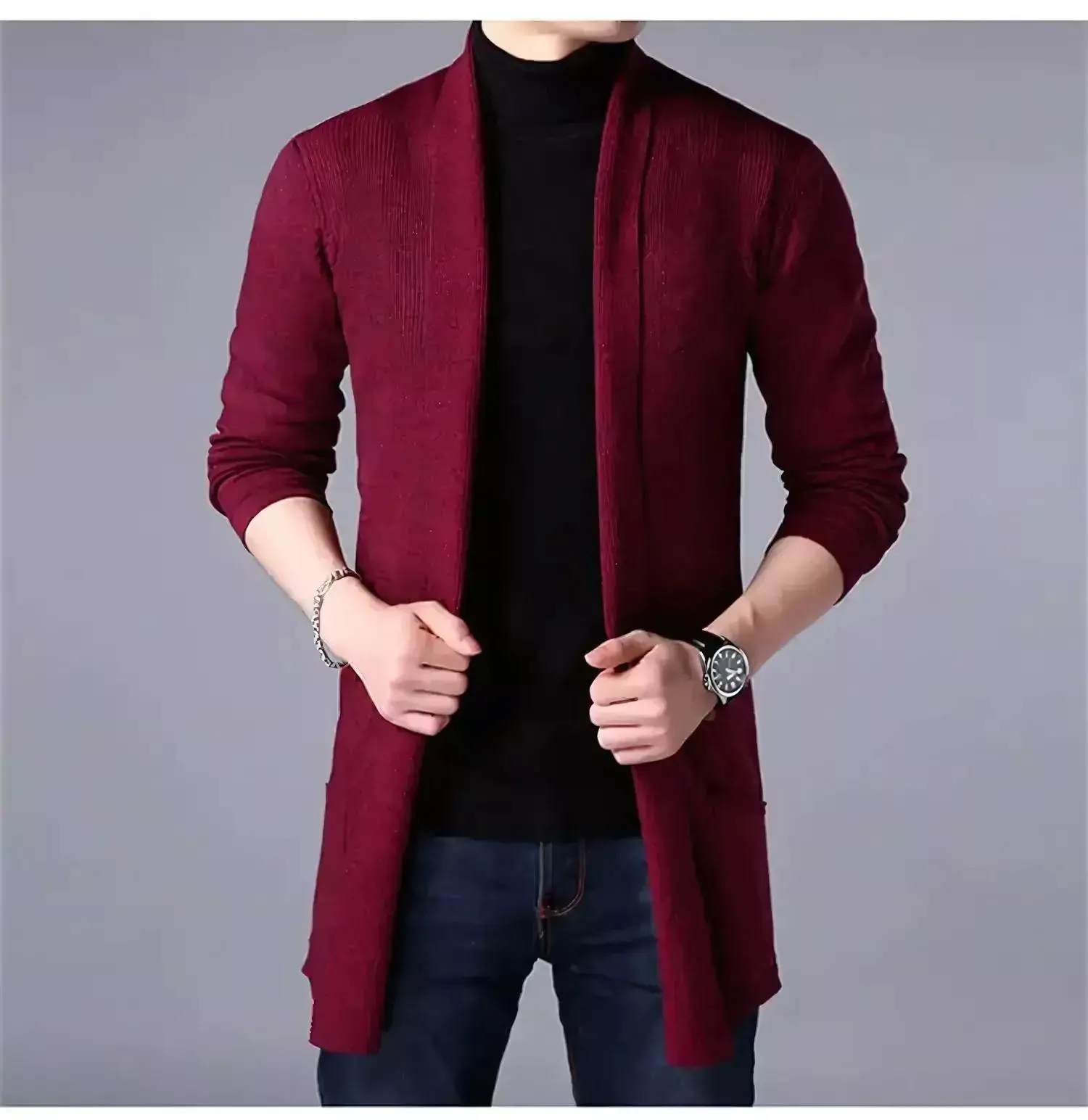 Men's Long Slim-Fit Heritage Cardigan