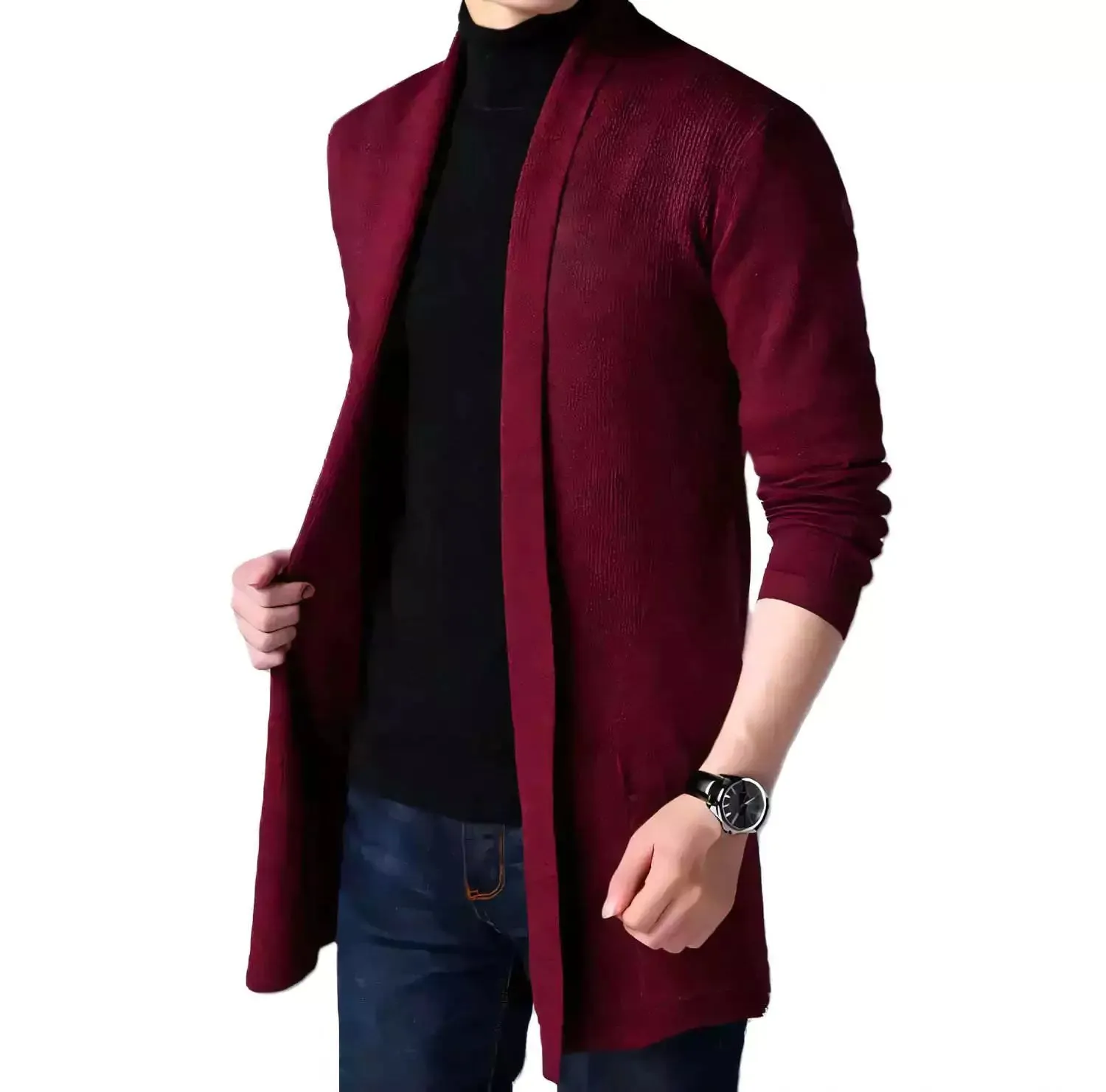 Men's Long Slim-Fit Heritage Cardigan