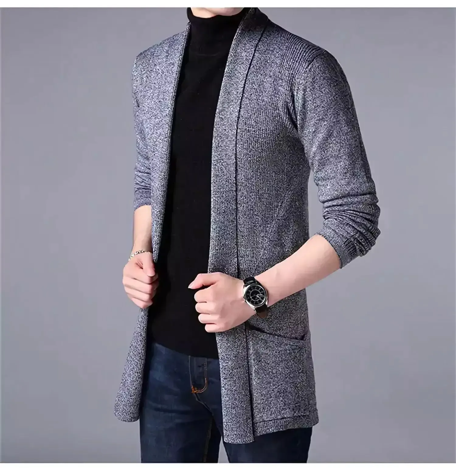 Men's Long Slim-Fit Heritage Cardigan