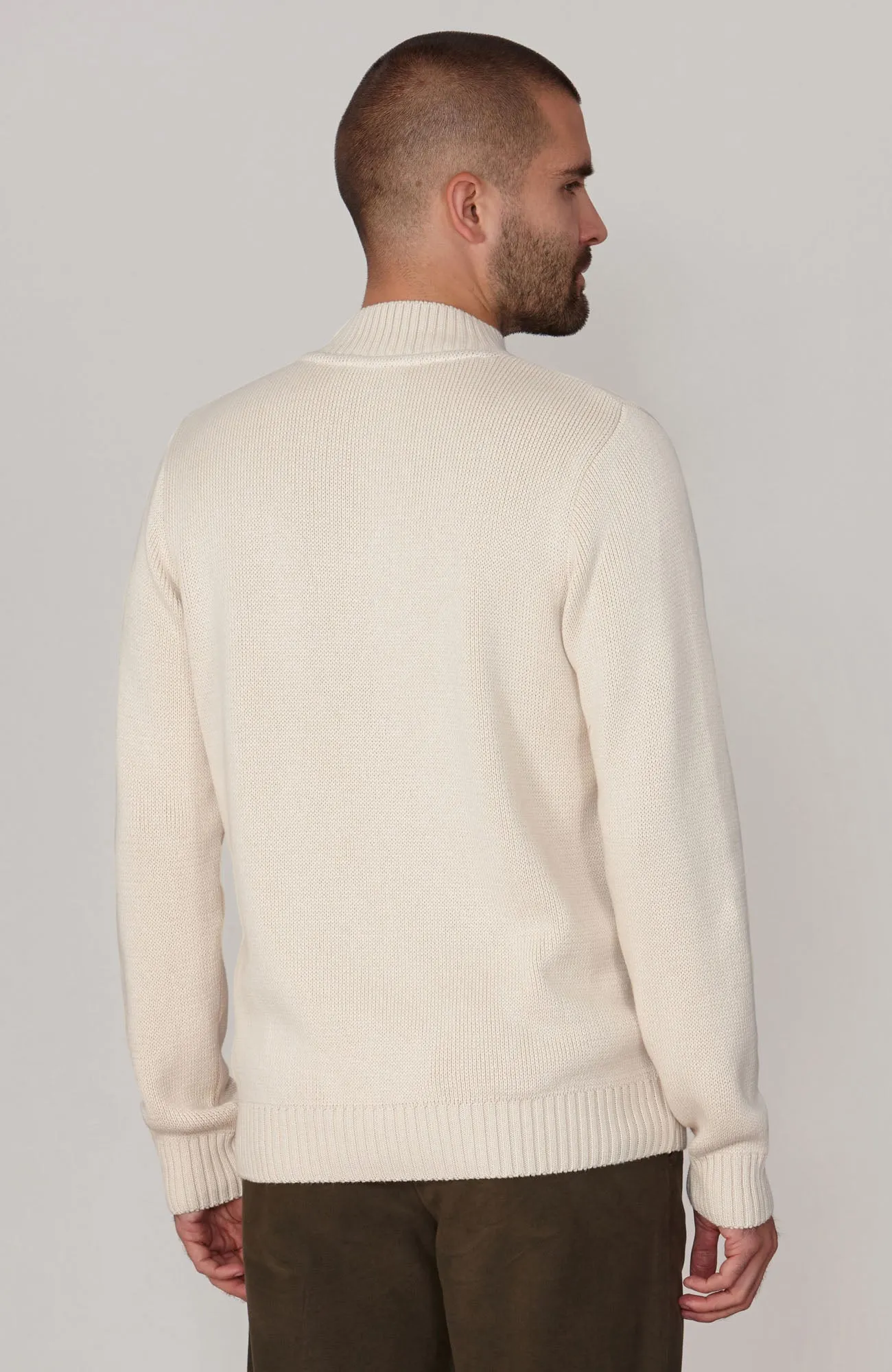 Mens Midweight Cotton Mock Turtleneck Jumper