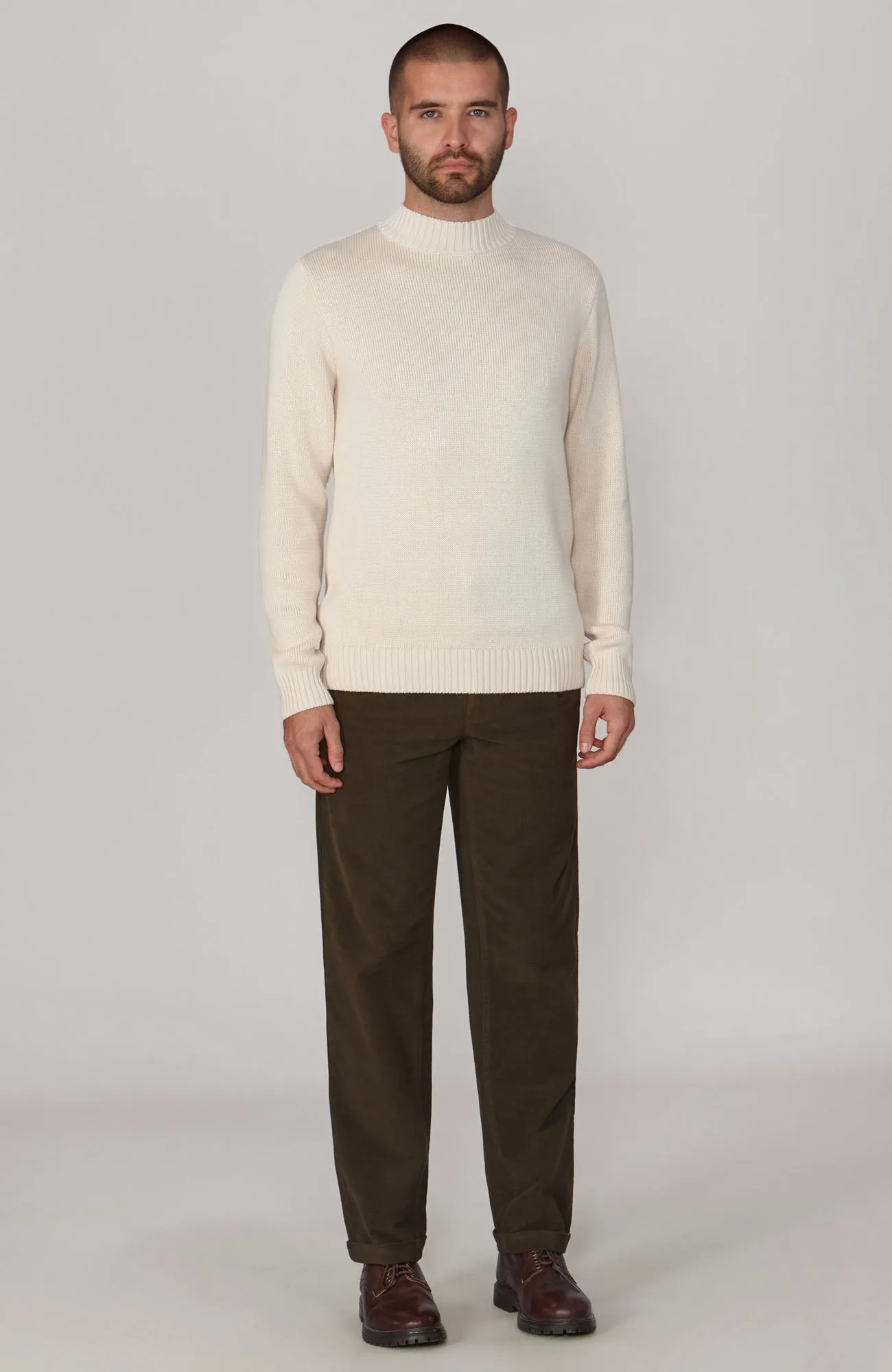 Mens Midweight Cotton Mock Turtleneck Jumper