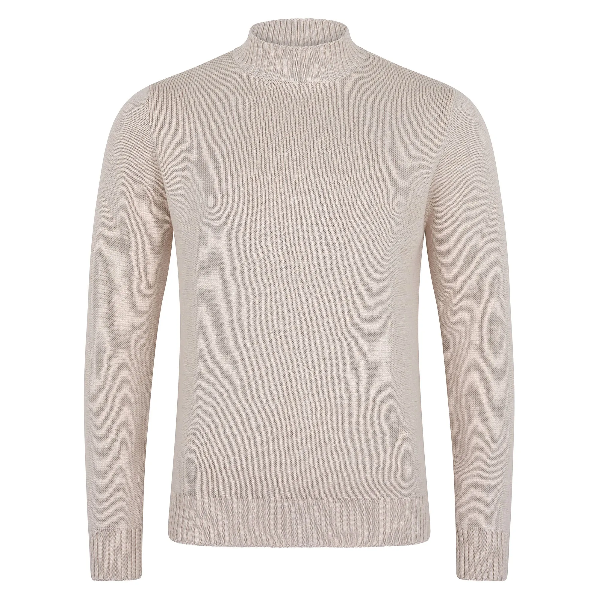 Mens Midweight Cotton Mock Turtleneck Jumper