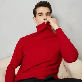 Men's Warm Turtleneck Wool Cotton Knit Sweater for Autumn & Winter