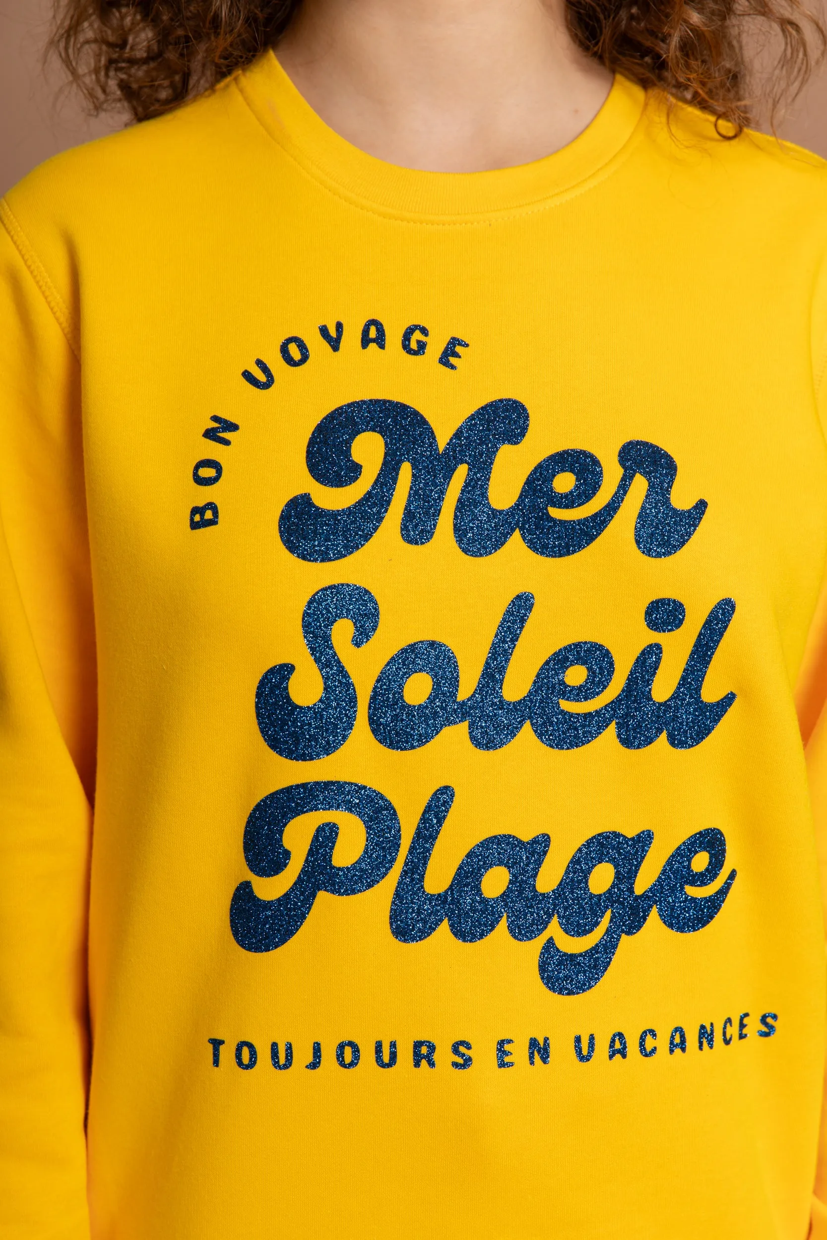 Mer, Soleil, Plage Sweater - Sunny Yellow/Glitzer