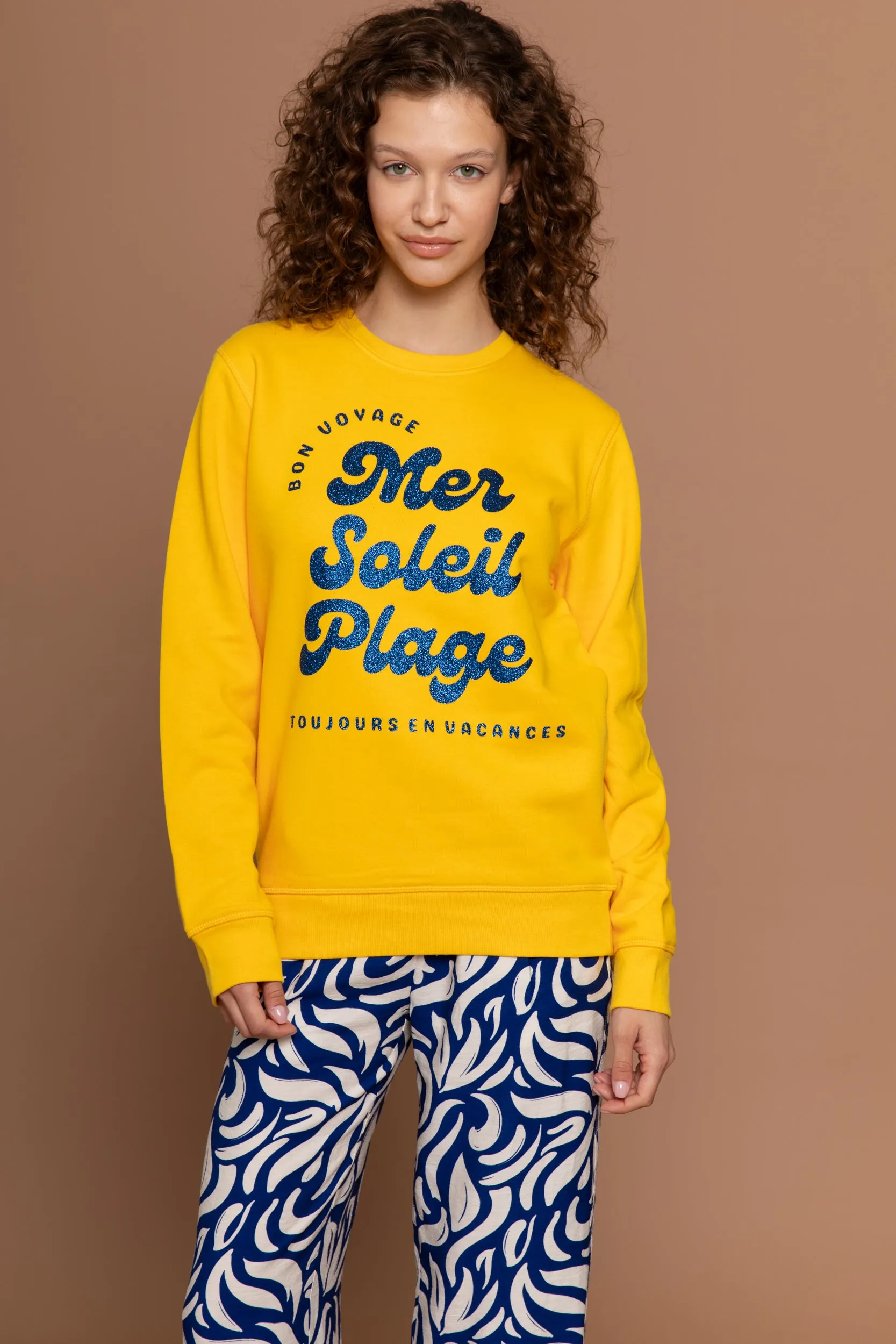 Mer, Soleil, Plage Sweater - Sunny Yellow/Glitzer