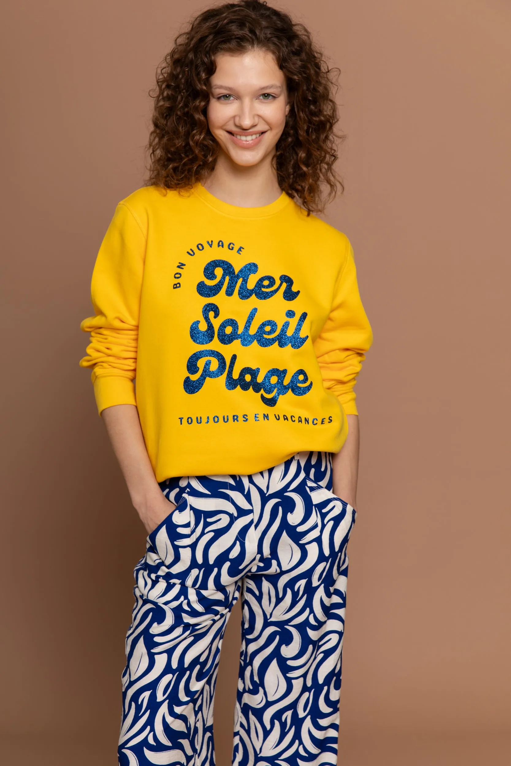 Mer, Soleil, Plage Sweater - Sunny Yellow/Glitzer