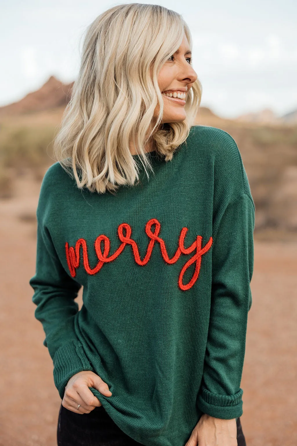 Merry Sweater-Hunter Green/Red