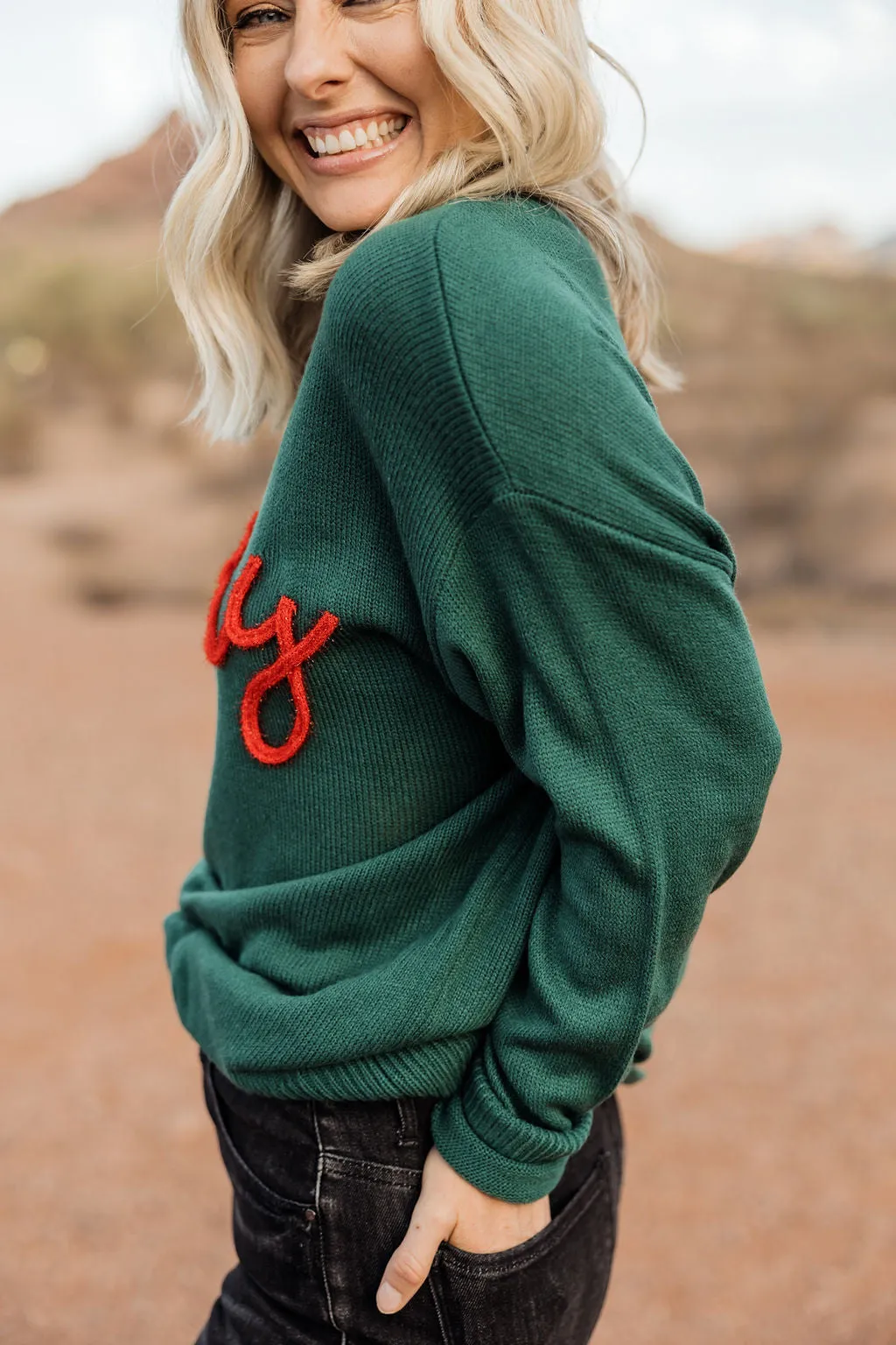 Merry Sweater-Hunter Green/Red