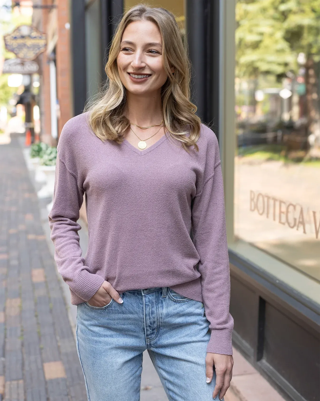 Micro Bambü Lightweight Sweater in Dusty Mauve by Grace & Lace (Ships in 1-2 Weeks)