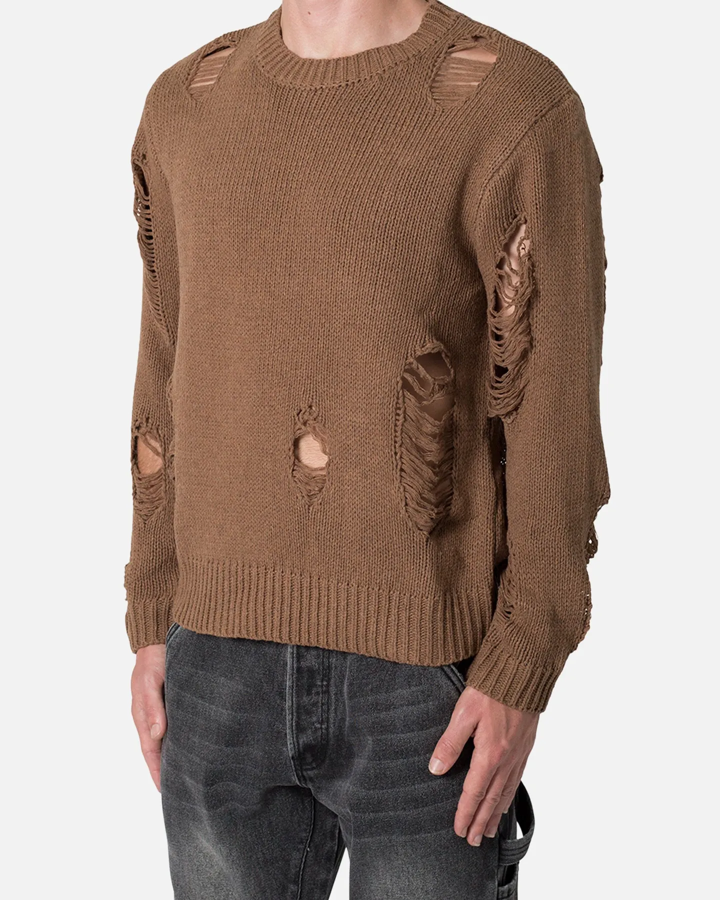 MNML Distressed Sweater Brown