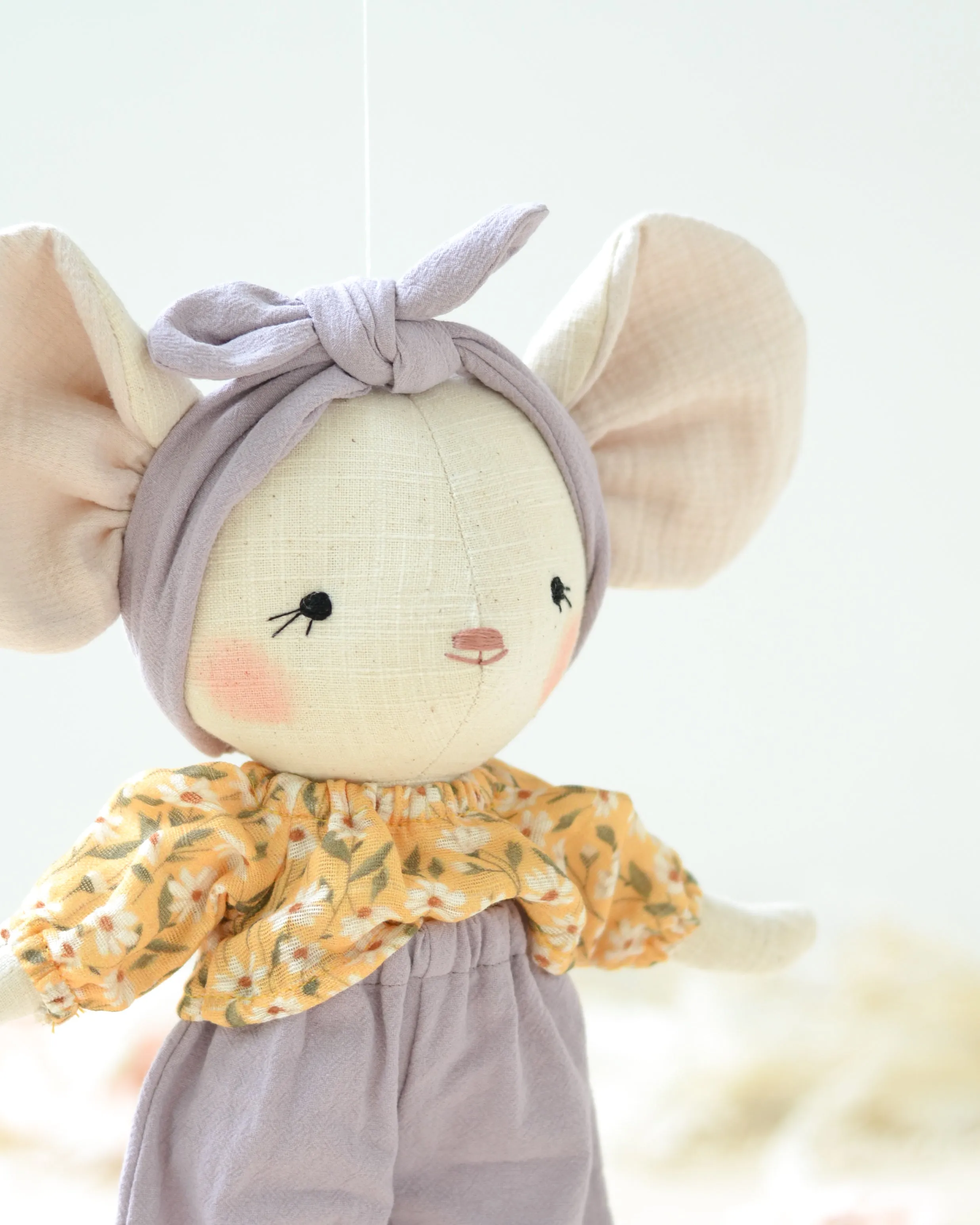 Mouse Plush Laure  Floral Yellow Shirt