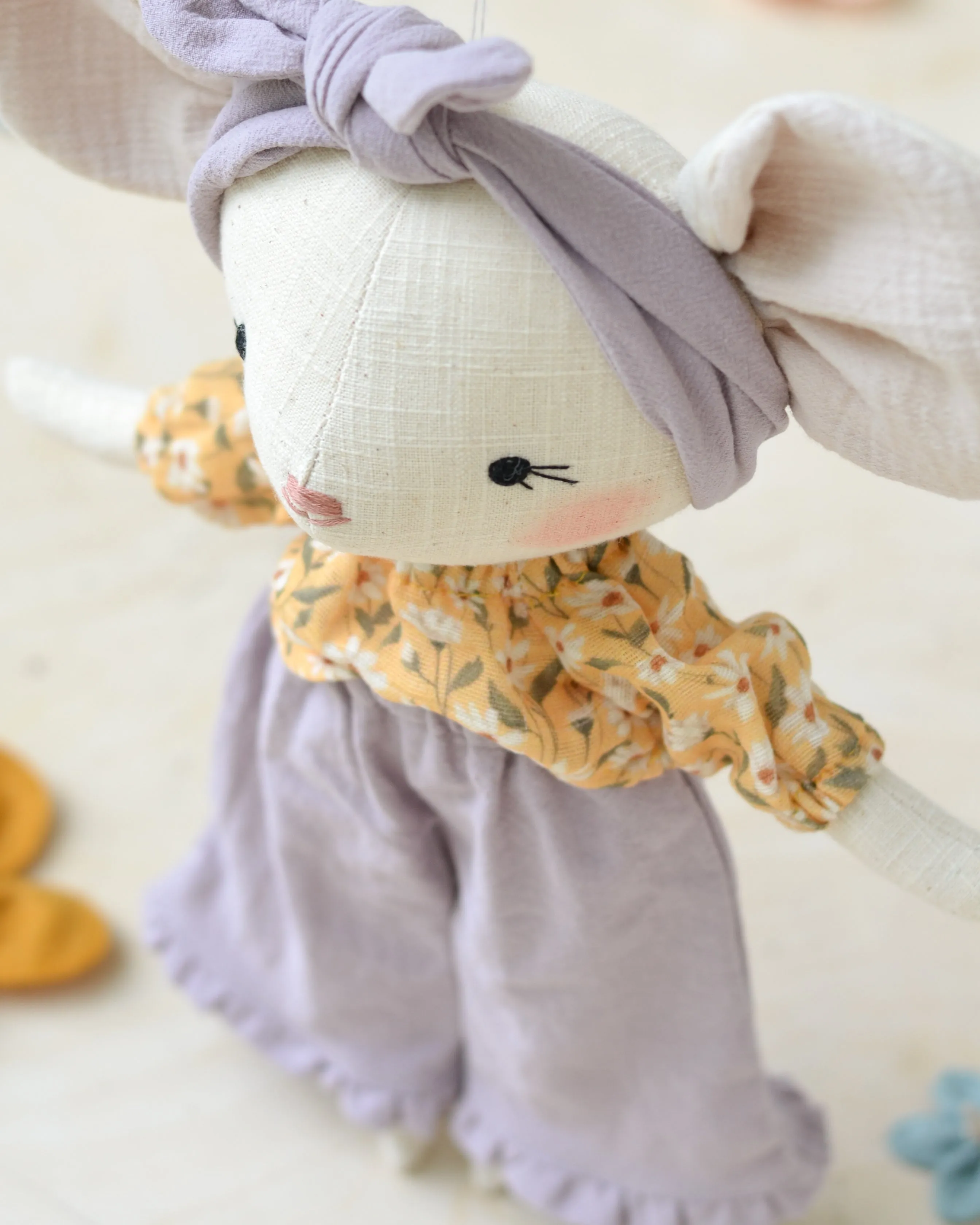 Mouse Plush Laure  Floral Yellow Shirt