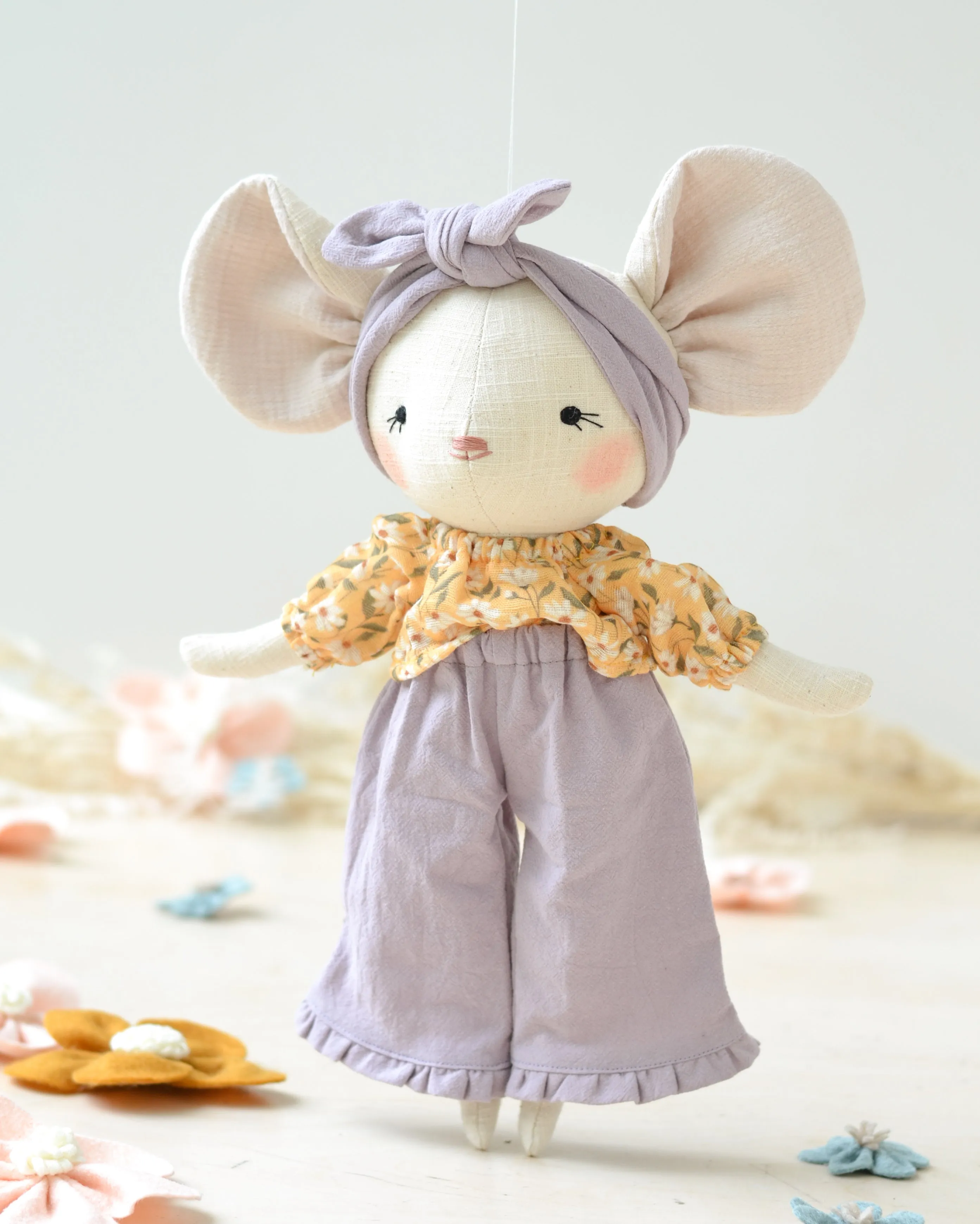 Mouse Plush Laure  Floral Yellow Shirt