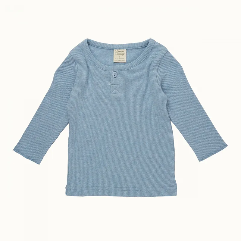 Nature Baby Rib Henley Tee - Pond Marle