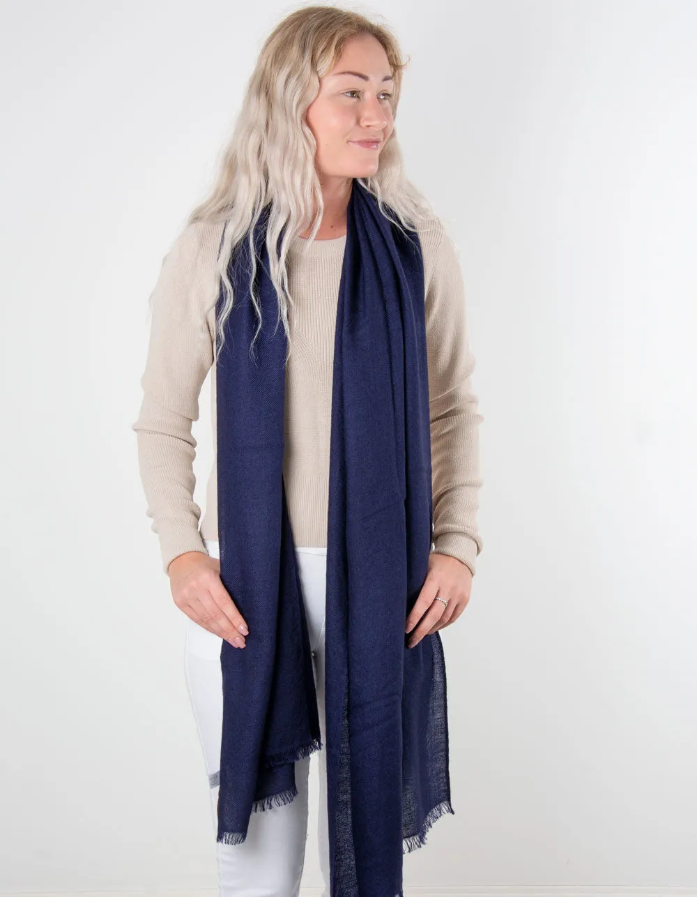 Navy Cashmere Scarf