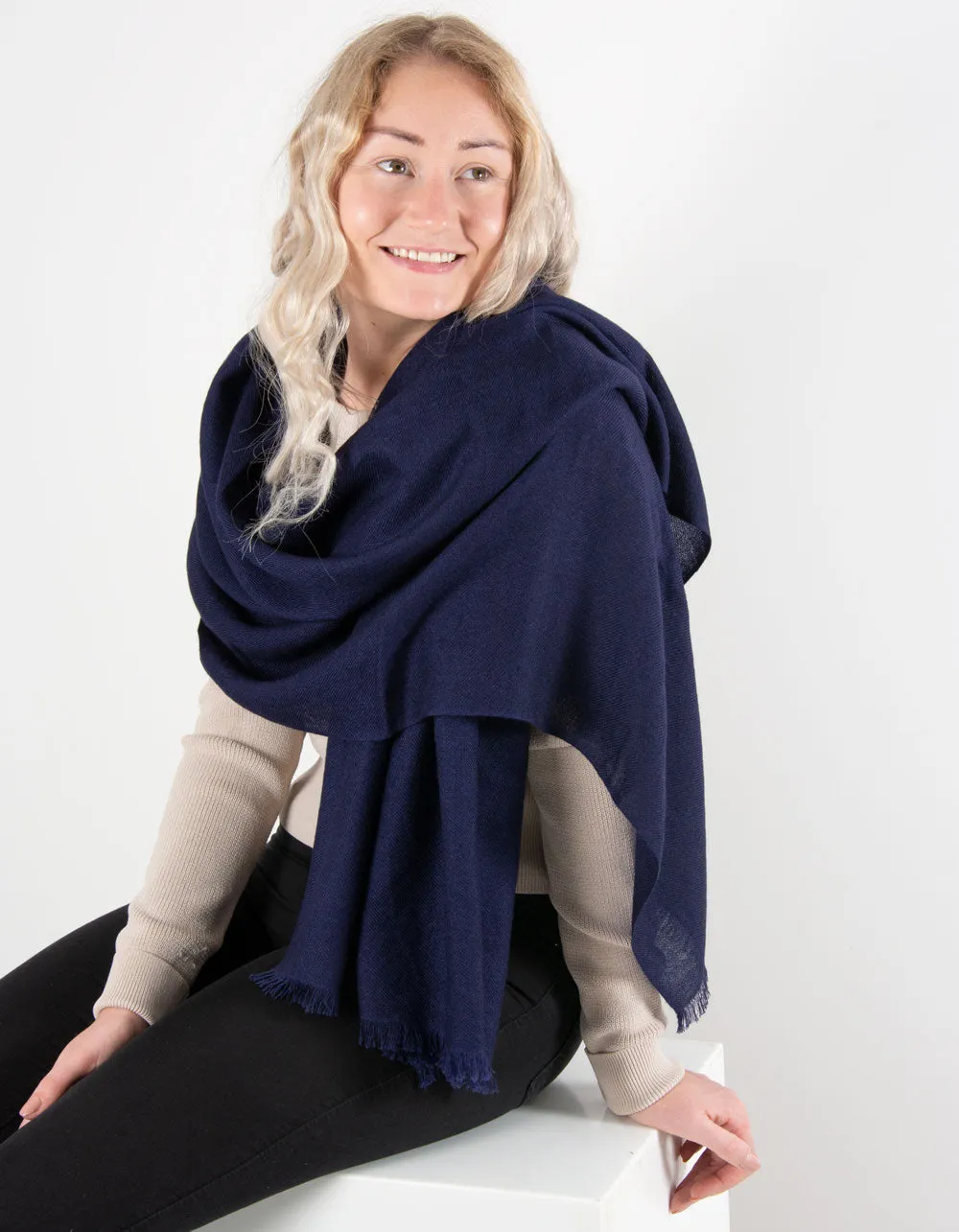 Navy Cashmere Scarf