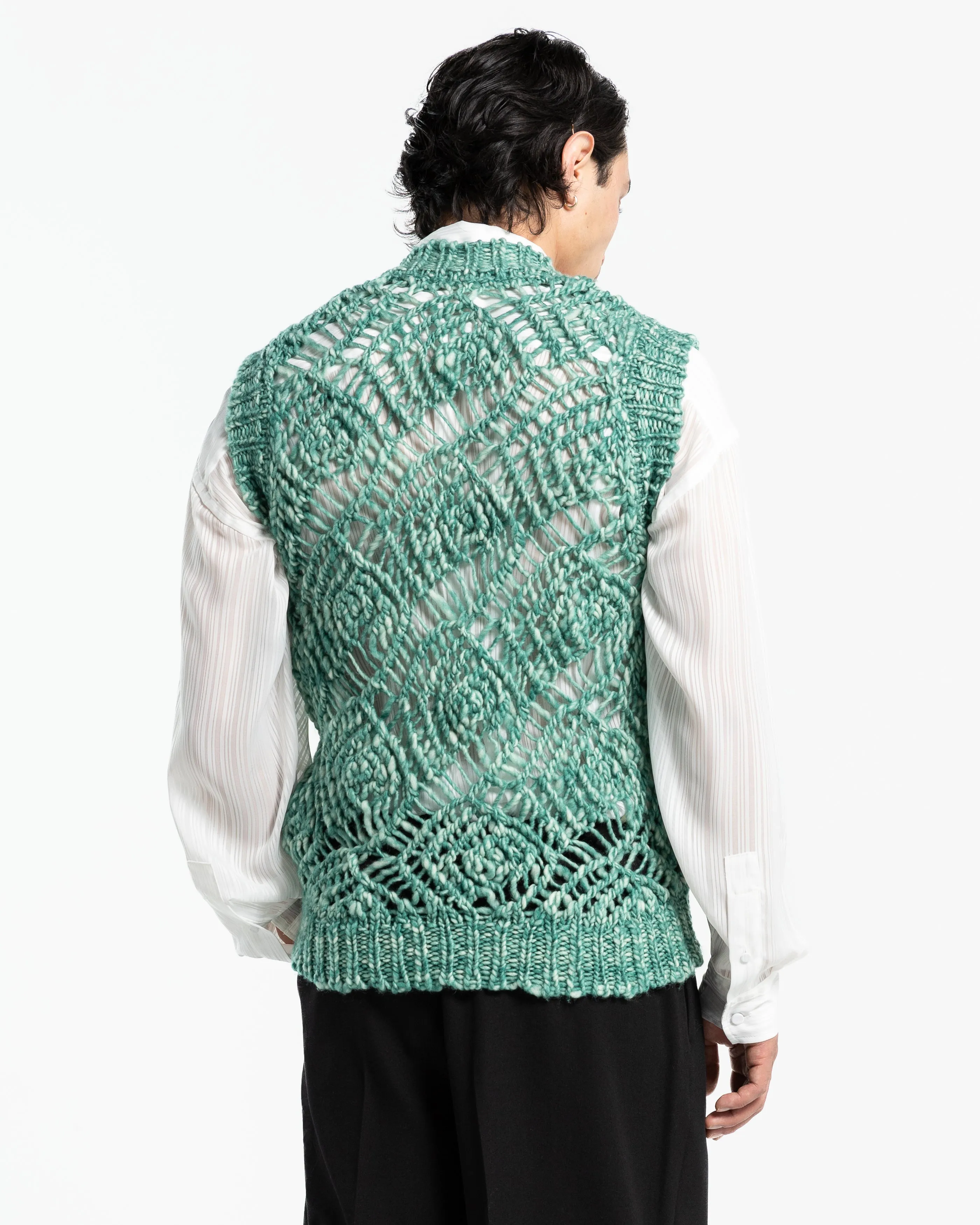 Nimgina Vest in White Sprayed Green