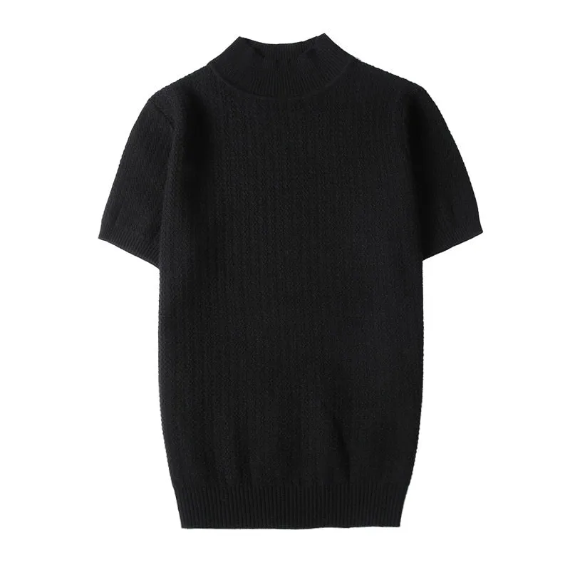 Nsqured "Turtleneck Elegance" Men's Short Sleeve Knitted Sweater