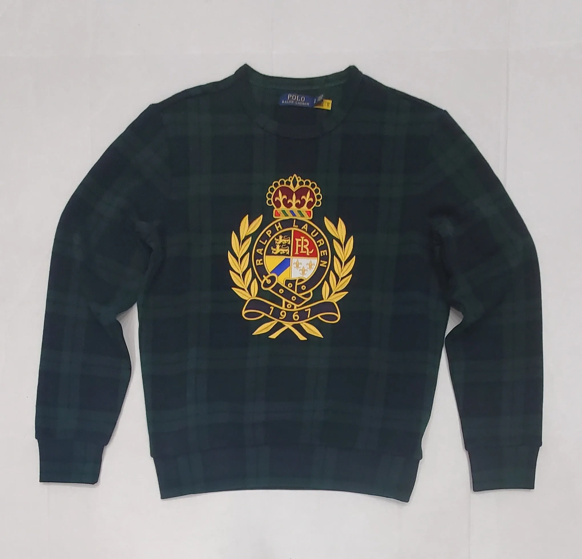 Nwt  Polo Ralph Lauren Plaid Green Crest Sweatshirt