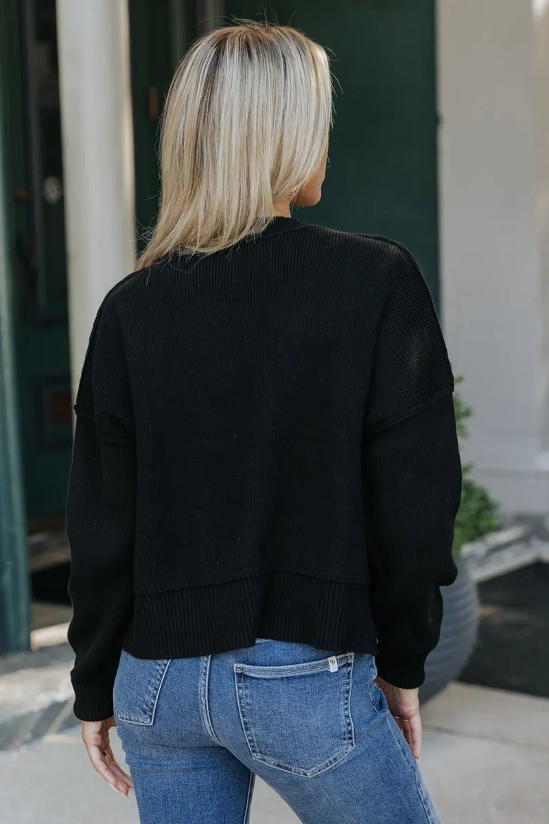 On The Go Seam Detail Sweater - Black - FINAL SALE